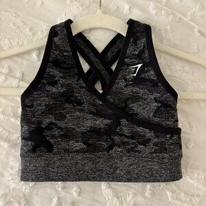New XS Black Animal Print Gymshark Seemless Sports Bra
